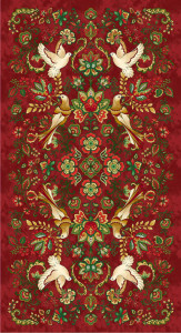 Henry Glass Jacobean Joyeux 24" Panel Red Cotton Fabric By The Yard Henry Glass Jacobean Joyeux 24" Panel Red Cotton Fabric By The Yard