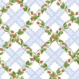 Henry Glass Strawberry Garden Lattice Lt Blue Cotton Fabric By The Yard Henry Glass Strawberry Garden Lattice Lt Blue Cotton Fabric By The Yard