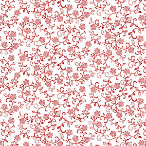 Henry Glass Scarlet Stitches & White Linen Flowering Vine White Cotton Fabric By The Yard Henry Glass Scarlet Stitches & White Linen Flowering Vine White Cotton Fabric By The Yard