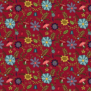 Henry Glass Gnome For the Holiday Floral Red Fabric By The Yard Henry Glass Gnome For the Holiday Floral Red Fabric By The Yard