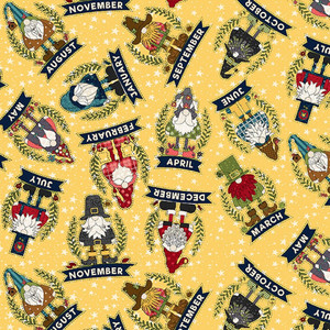 Henry Glass Gnome For the Holiday Calendar Gnomies Yellow Cotton Fabric By The Yard Henry Glass Gnome For the Holiday Calendar Gnomies Yellow Cotton Fabric By The Yard