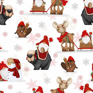 Henry Glass Timber Gnomies Woodland Characters Toss Red Fabric By The Yard Henry Glass Timber Gnomies Woodland Characters Toss Red Fabric By The Yard