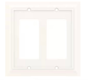 Hampton Bay W31565C-W White Derby Architect Double GFCI Decora Wall Plate Cover