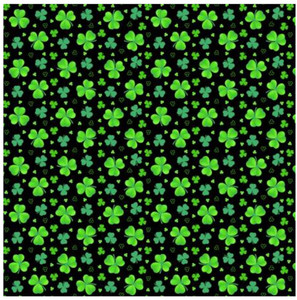 Henry Glass Pot of Gold Shamrocks Black & Green Cotton Fabric By Yard