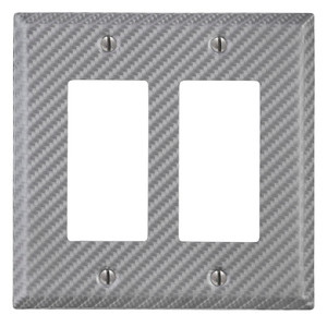 Amerelle Carbon Fiber Double GFCI Decora Wall Plate Cover Silver Steel Finish