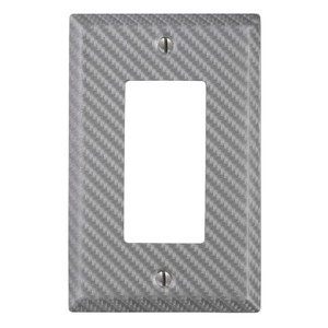 Amerelle Carbon Fiber Single GFCI Decora Wall Plate Cover Silver Steel Finish