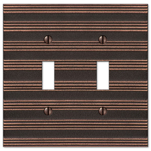 Amerelle Chemal Stripe Double Switch Plate Cover Aged Bronze Finish