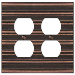 Amerelle Chemal Stripe Double Duplex Outlet Plate Cover Aged Bronze Finish