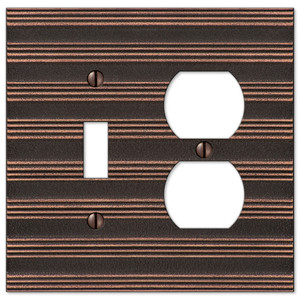 Amerelle Chemal Stripe Switch Duplex Combination Plate Cover Aged Bronze Finish