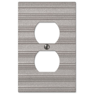 Amerelle Chemal Stripe Single Duplex Outlet Wall Plate Cover Frosted Nickel Finish