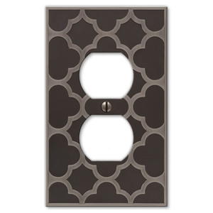 Amerelle Estonia Quatrefoil Single Duplex Outlet Wall Plate Cover Nickel Finish