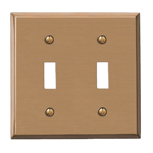 Amerelle Edwardian Double Switch Toggle Wall Plate Cover Brushed Bronze Finish