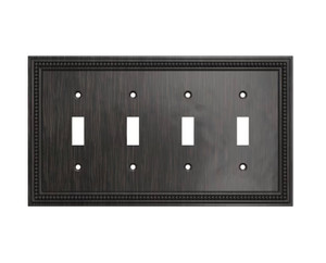  Franklin Brass Beaded Venetian Bronze Quad Switch Wall Plate Cover