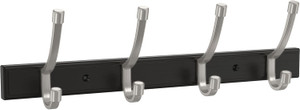 Franklin Brass B48586K-218 16" Black Rail w/ 4 Satin Nickel Modern Angled  Pilltop Hooks