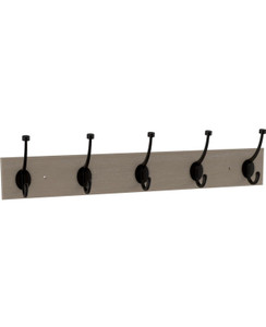 Franklin Brass B46716K-480 26.5" White OakRail w/ 5 Matte Black Pilltop Hooks