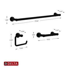 Delta Caffery 3 Piece Bath Hardware Set Matte Black Finish