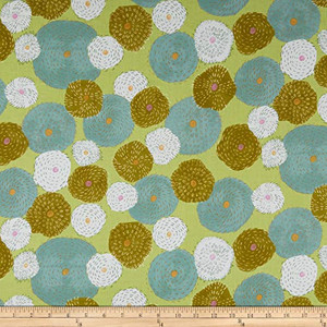 Free Spirit Fabrics How Do You Do Stitch Flower Fabric, Green, Fabric By Yard