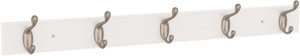 Franklin Brass 27" 5 Hook Coat/Hat Rail White w/ Satin Nickel Hooks