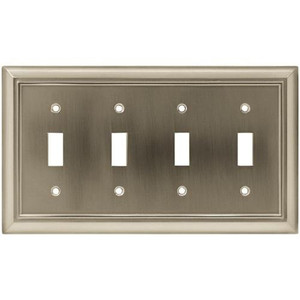 Liberty Hardware W064ZMC Architectural Series Quad Wall Plate, Satin Nickel