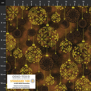 Stof European Quilting Twinkle Christmas Ball Dk Brown Cotton Fabric By The Yard
