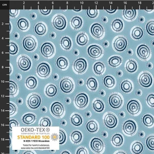 Stof European Quilting Colour Rhythm Graphic Circles Blue Fabric By Yd