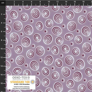 Stof European Quilting Colour Rhythm Graphic Circles Lt Purple Fabric By Yd