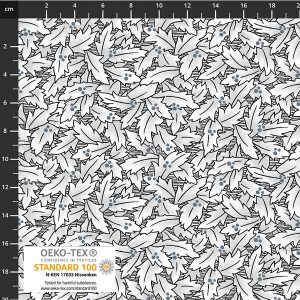 Stof European Quilting Colour Rhythm Graphic Leaves Lt Grey Cotton Fabric By Yd