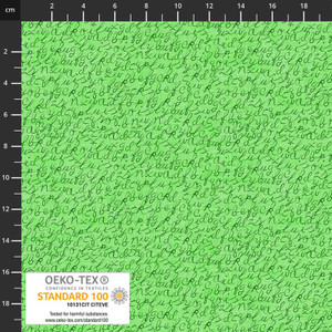 Stof European Quilting Rainbow Writing Green Cotton Fabric By Yd