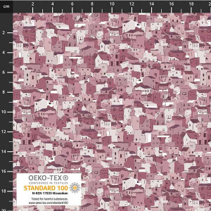 Stof European Quilting Quilters Coordinates Houses Red Cotton Fabric By Yd