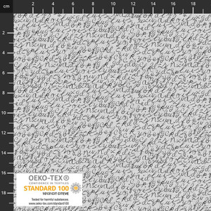 Stof European Quilting Writing Lt Grey Cotton Fabric By Yd
