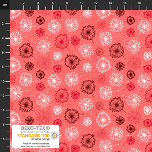 Stof European Quilting Rainbow Blowflower Lt Red Cotton Fabric By Yd