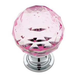 Brainerd P30779-PNK 1 3/16" Pink Faceted Acrylic Polished Chrome Knob Drawer Pull