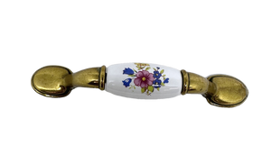 Brainerd P50012C-ABW Antique Brass & White Ceramic 3" Spoon Foot Cabinet Pull