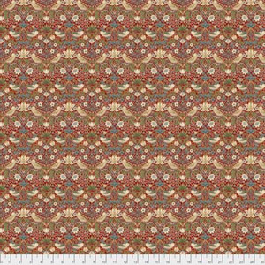 Morris & Co. Kelmscott PWWM002 Mini Stawberry Thief Red Cotton Fabric By Yd