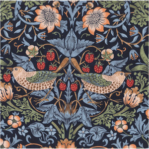 Morris & Co. Kelmscott PWWM001 Stawberry Thief Navy Cotton Fabric By Yd