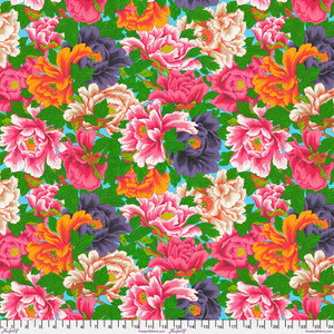 Snow Leopard Temple Garden Peony Cascade Multi Cotton Fabric By The Yard