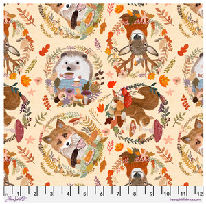 FreeSpirit Mia Charro Autumn Friends Autumn Wreaths Cream Cotton Fabric By Yd
