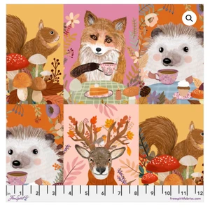 FreeSpirit Mia Charro Autumn Friends Patch Multi Cotton Fabric By Yd