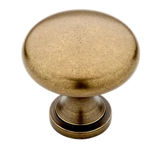 Brainerd P50154W-ABT 1 1/4" Antique Tumbled Brass Round Cabinet Drawer Knob