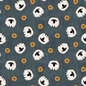 Blank Quilting Farm Country Tossed Sheep Dk Teal Cotton Fabric By The Yard