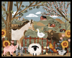 Blank Quilting Farm Country Panel Multi Cotton Fabric By The Panel