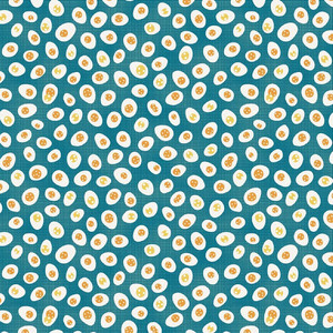 Studio E Zooming Chickens Eggs Blue Teal Cotton Fabric by The Yard