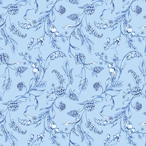 Blank Quilting Annablue Viney Floral Lt Blue Cotton Fabric By The Yard