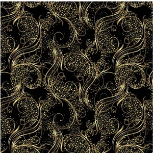 Blank Quilting Jingle and Mingle Metallic Swirl Black Cotton Fabric By Yard