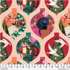 Free Spirit Katy Tanis Woodland Holiday Animals Ornaments Multi Fabric By The Yd