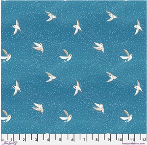 Free Spirit Katy Tanis Woodland Holiday Snowy Owls Blue Fabric By The Yard