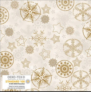 Stof Quilting Frosty Snowflake Gold Ivory Cotton Fabric By The Yard
