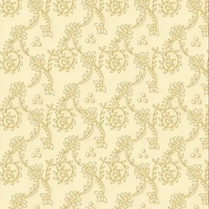 Henry Glass Butter Churn Basics Leafy Vines Cream Cotton Fabric By The Yard