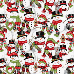 Studio E Snow Place Like Home Packed Snowmen Cotton Flannel Fabric By Yd