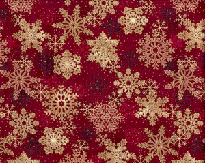 Stof Quilting Twinkle Christmas Snowflakes Red Gold Cotton Fabric By The Yard